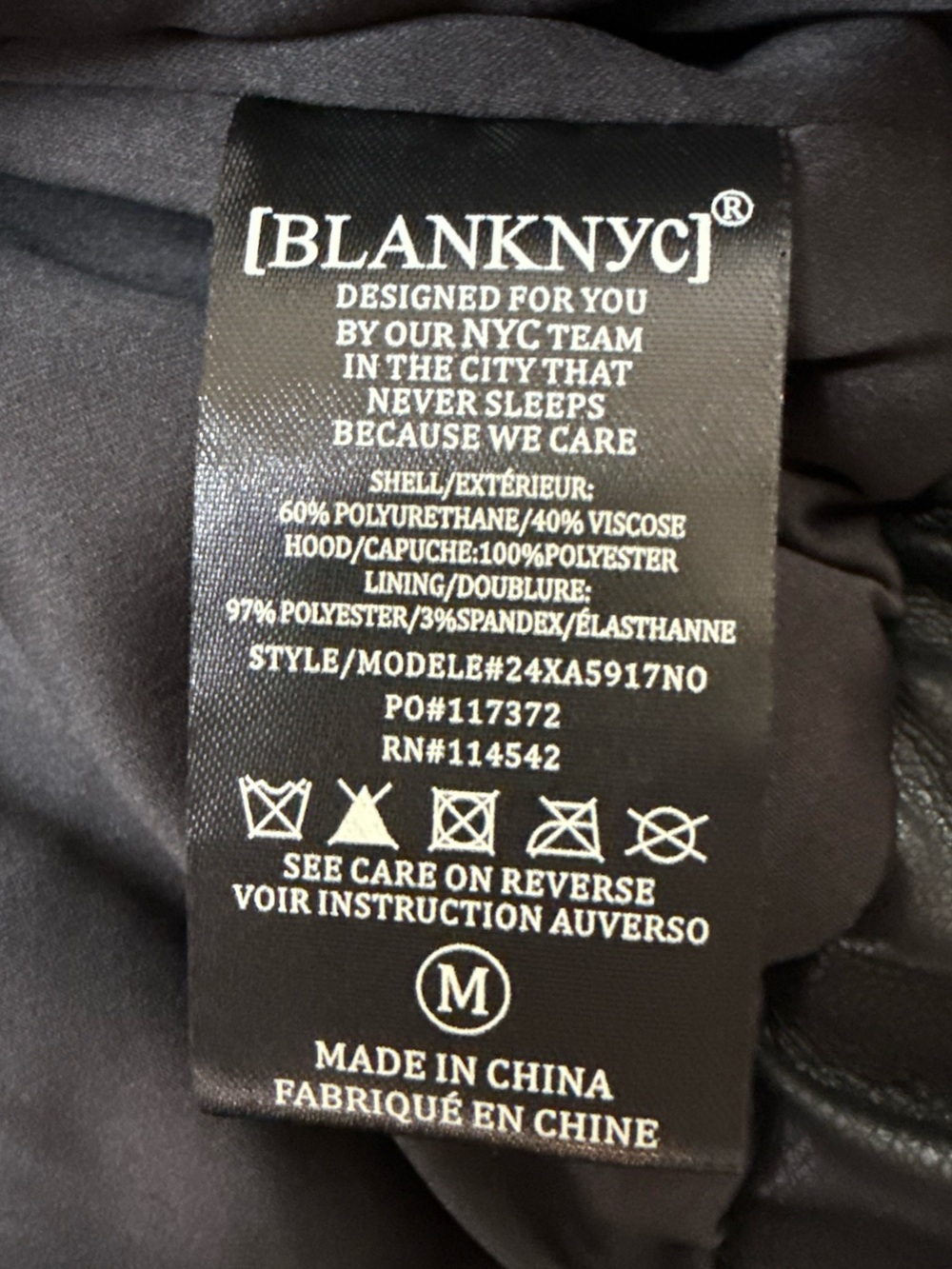 BlankNYC | Faux Leather Moto Jacket with Removable Hood | Black | Size Medium - Picture 9 of 14